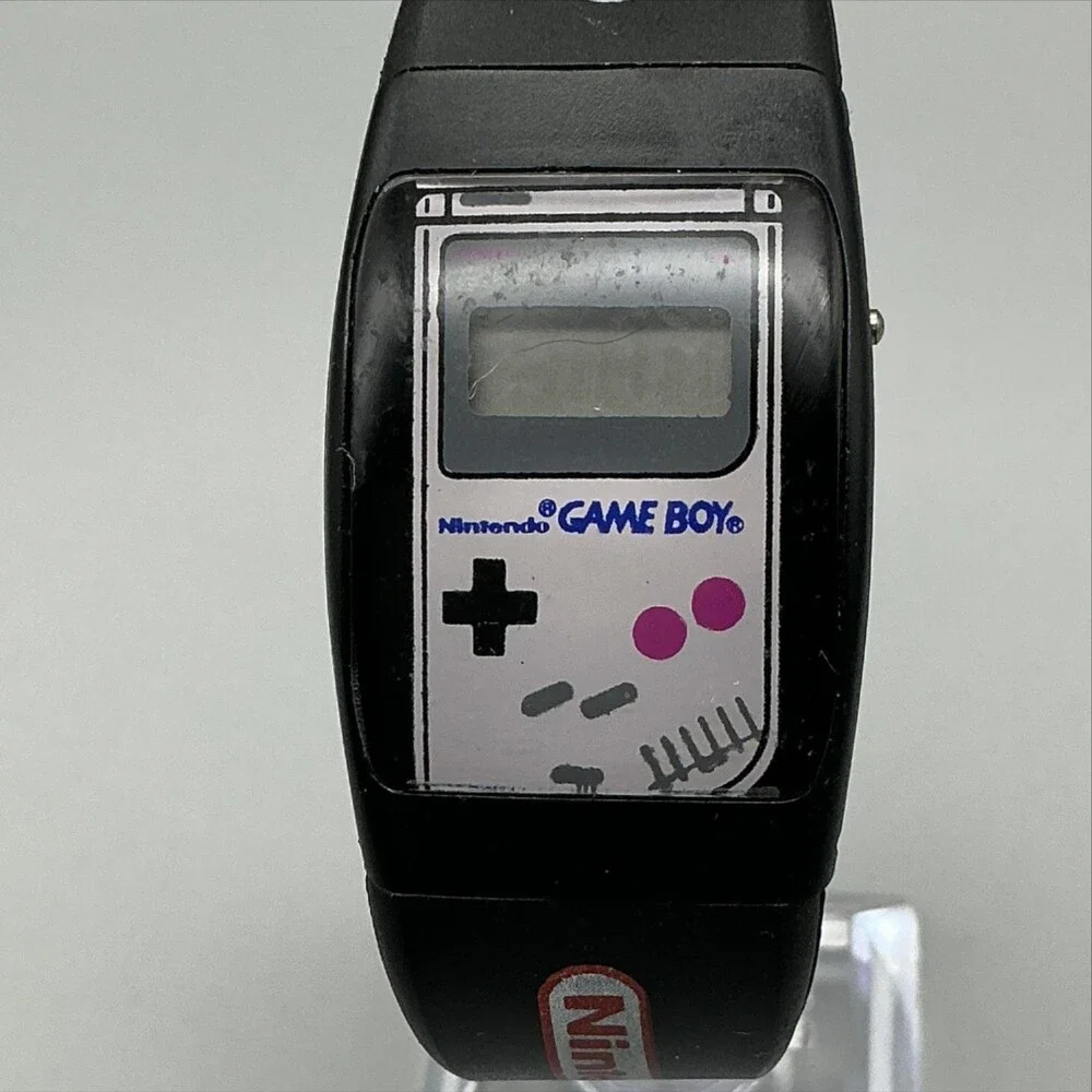 Vintage Nintendo Game Boy Boys Watch 26mm Mario Digital Black Strap For Parts